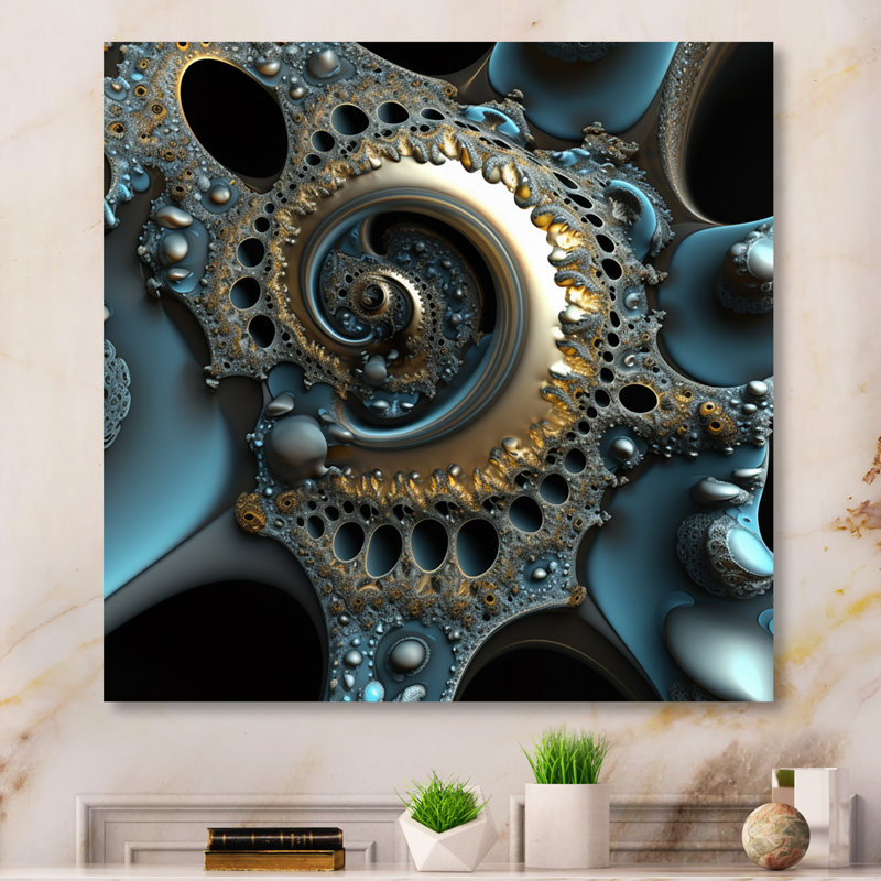 «Turquoise Fractal Emanation VII», reproduction sur toile, H 36 po x l 36 po x P 1,5 po, Toile tendue