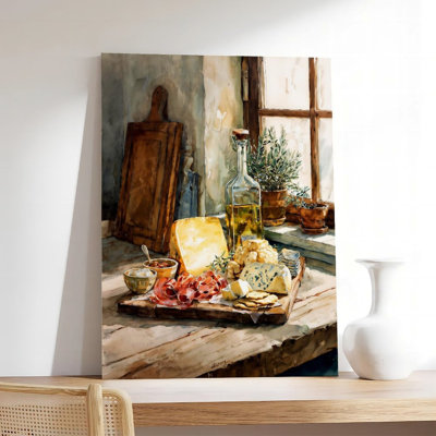 Canvas Wall Art Rustic Cheese And Meat Platter Poster Vintage Poster Print Home Decor