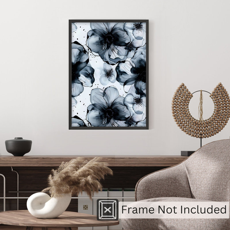 «Floral Black Floral Dreams XVIII», reproduction d'art moderne sans cadre
