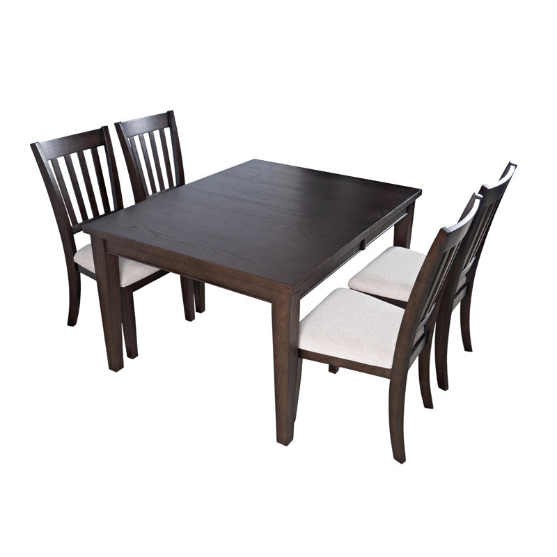 Langston Modern Transitional 5 Piece Dining Set - Dark Brown, 5 Pieces: Table, 4 Chairs, Dark Brown