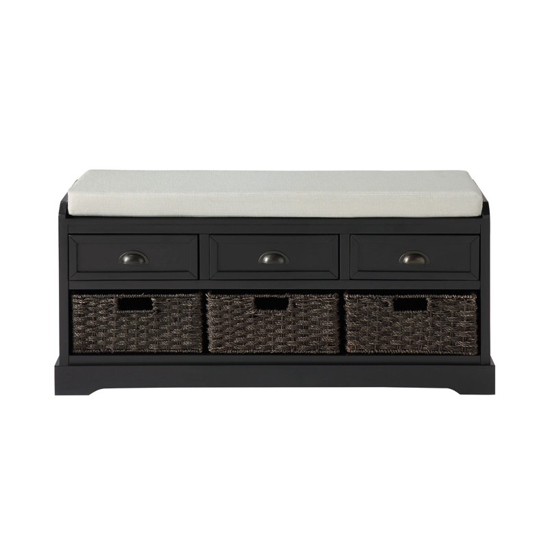 Banc de rangement en bois avec 3 tiroirs et 3 paniers Homes Collection, Noir