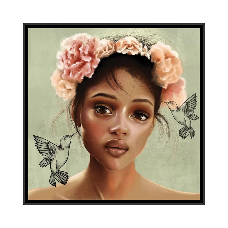 Flowers In Your Hair by Teodora Jelenic - Print on Canvas, 66.04 cm H x 66.04 cm W, Black Framed