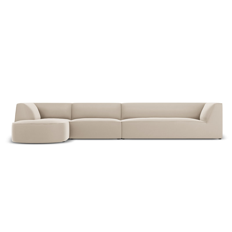 Adoraim 6 Seater Velvet Sofa & Chaise, Beige, Left Hand Facing