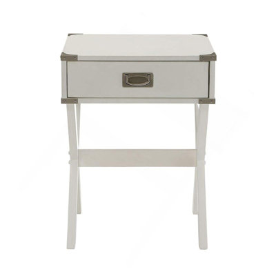 Table d'appoint avec coins en métal, blanc