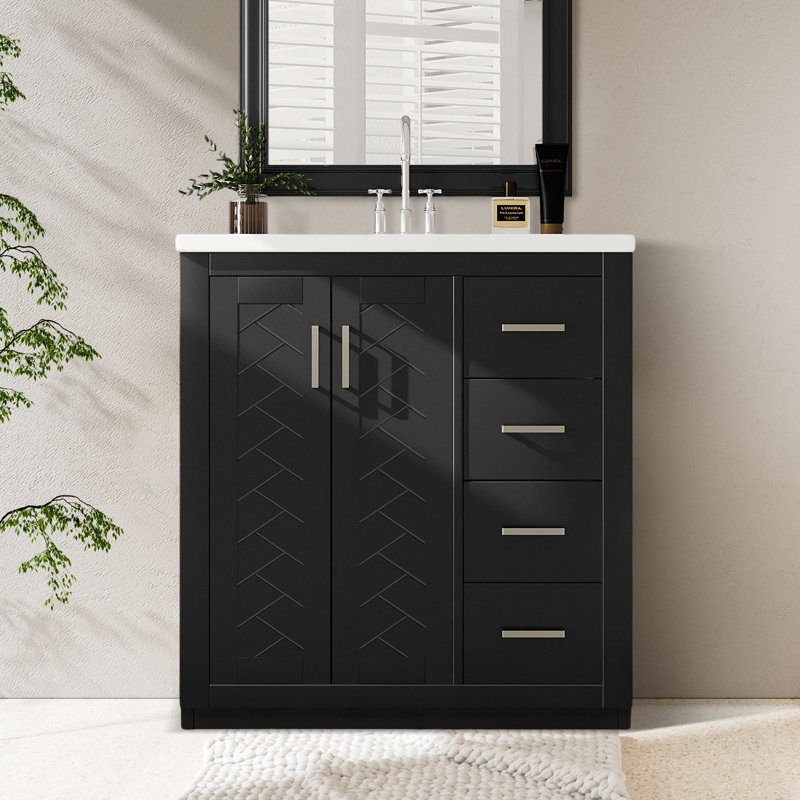 Base de meuble-lavabo simple 29,53 po seulement, Noir