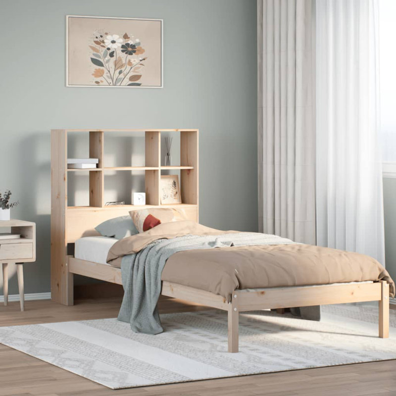 Choudhary Solid Wood Bed Frame, European Single (90 x 200cm), Brown