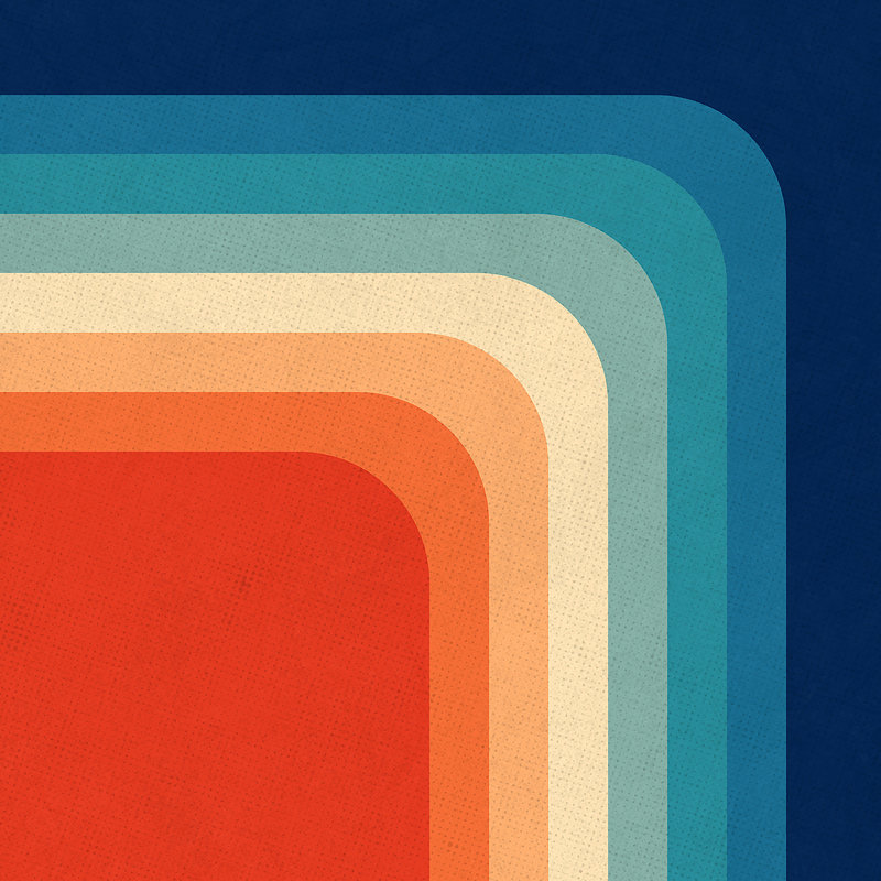 Aveline "Retro 70s Color Palette III", impression par Alisa Galitsyna, Non, Cadre flottant doré, H 36 po x l 36 po x P 2 po