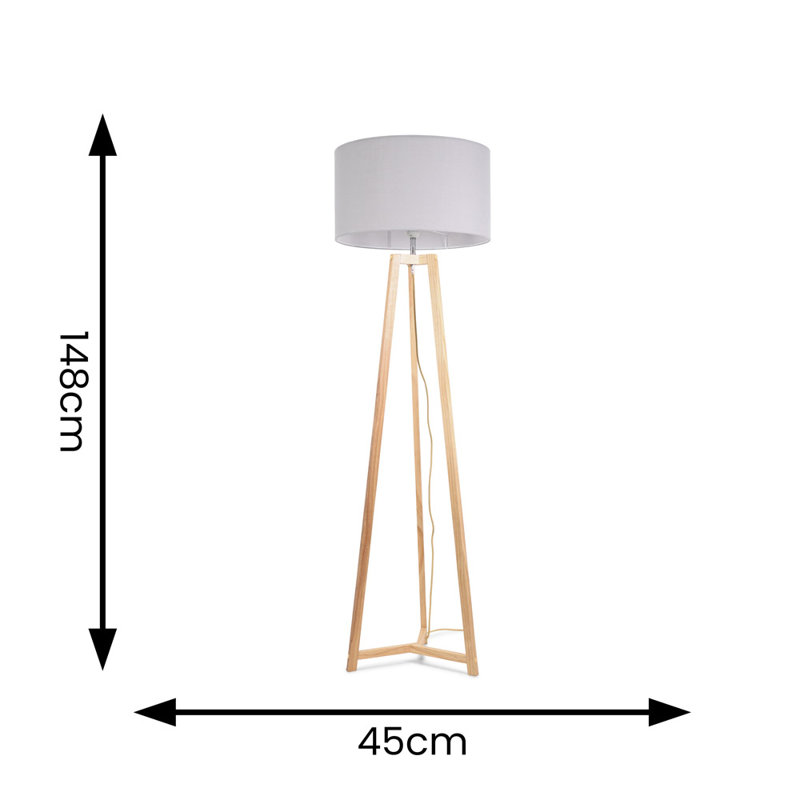Rhavyn 148cm Traditional Floor Lamp, Grey, Natural