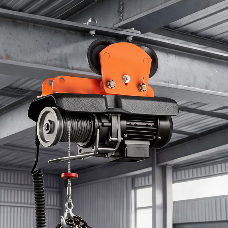 Electric Hoist Manual Trolley, 2200 lbs/1 Ton Load for PA600 PA700 PA800 PA900 PA1000, Push Beam Trolley with Dual Wheels, 2.68"-4.33" Adjustable Beam Flange Width for Straight & Curved I-Beam