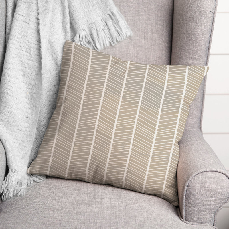 Chevron Outdoor Reversible Throw Pillow, White