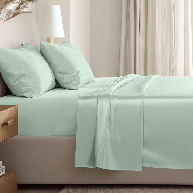 400 Thread Count Sateen Sheet Set, Queen Sheet Set with 2 Pillowcases, Willow