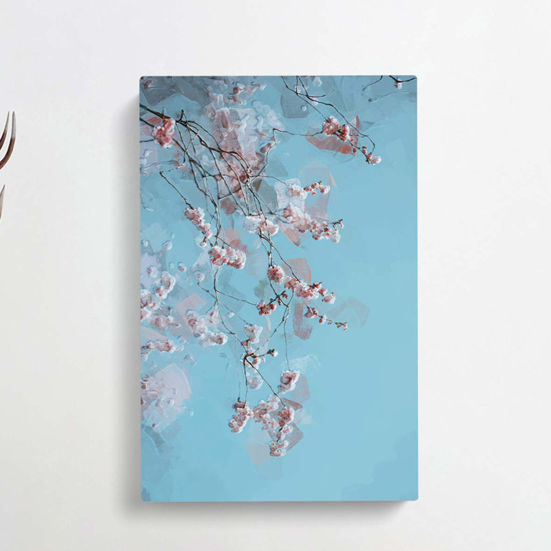 Beautiful Pink Cherry Blossom in Abstract - Wrapped Canvas, 60cm H x 40cm W x 3cm D