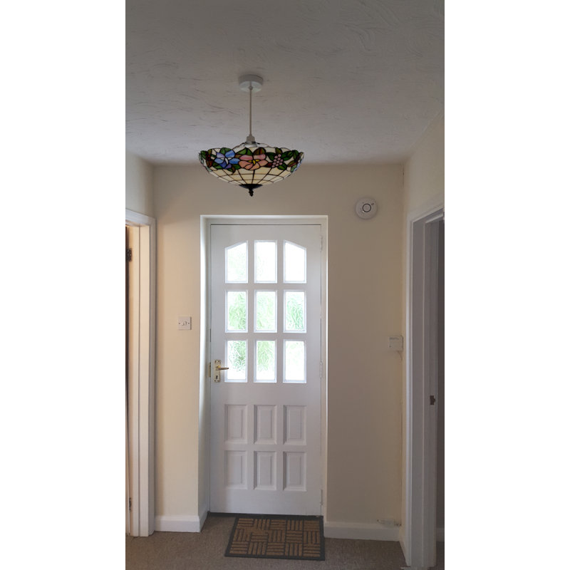 Lily 34cm Tiffany Style Glass Uplight Shade Pendant
