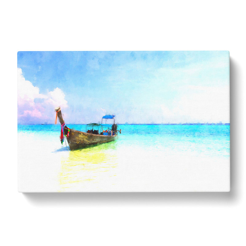 Long-Tail Boat In Thailand Painting - Wrapped Canvas, 40cm H x 60cm W x 3cm D