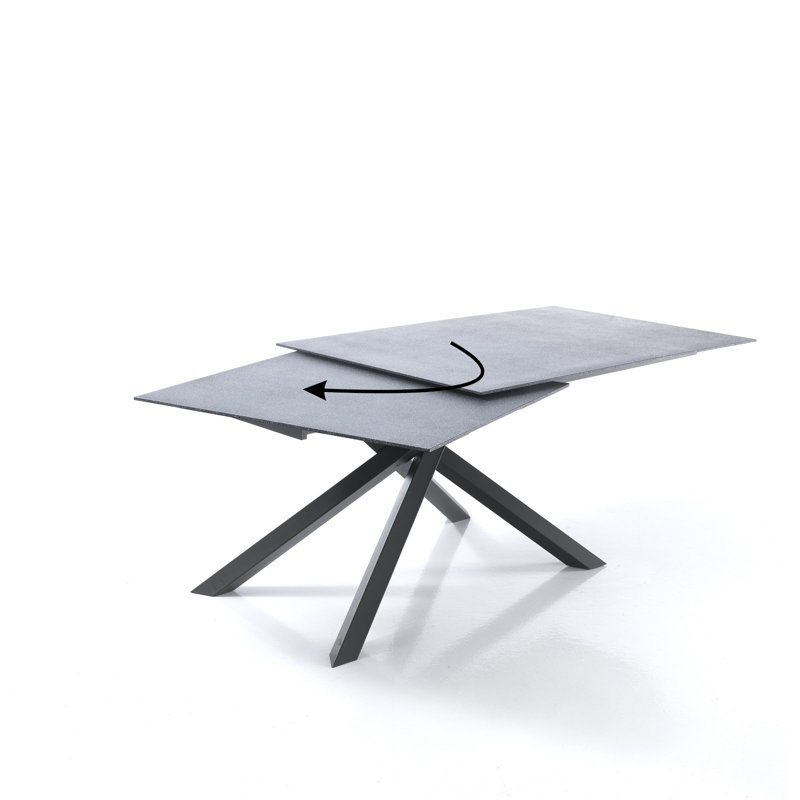 Dalessandro Glass Top Metal Base Dining Table, Rock