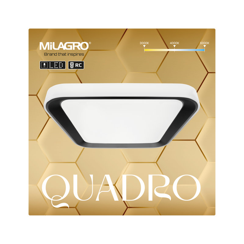 Quadro Plastic LED Flush Mount, Black, 7cm H x 40cm W x 40cm D