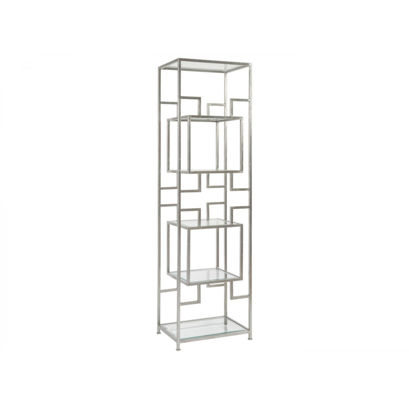 24"W x 18"D x 83"H  Suspension Slim Etagere, (5 Shelves) 82.75" H x 24" W x 18" D, Silver Leaf
