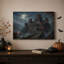 «Moonlit Traditional Asian Castle on Rocky Halloween», art mural sur toile-1841625087