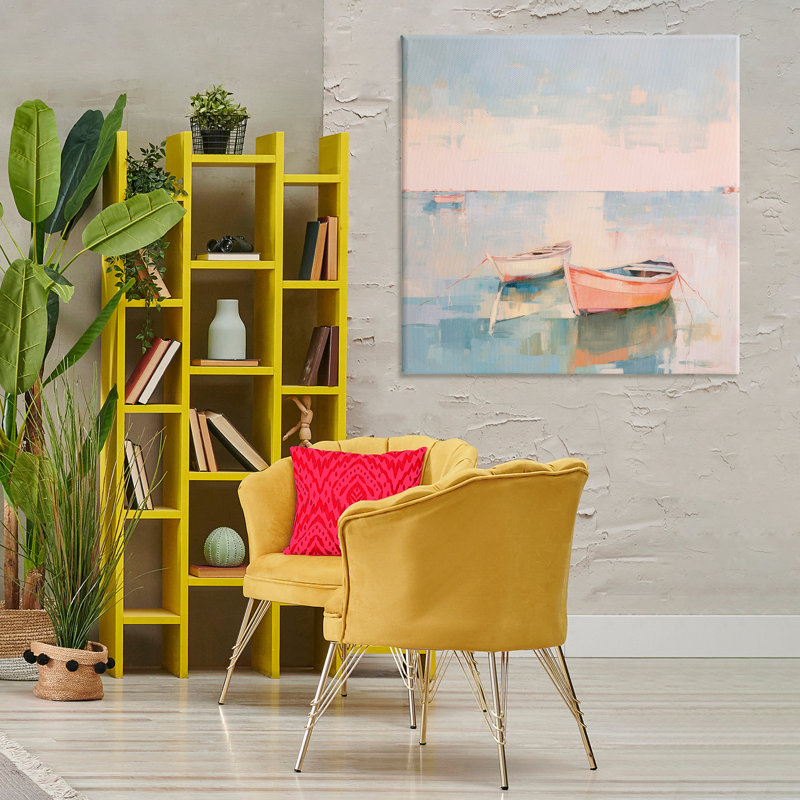 «Pastel Docked Bateaux», art mural sur toile par Irena Orlov, H 36 po x l 36 po