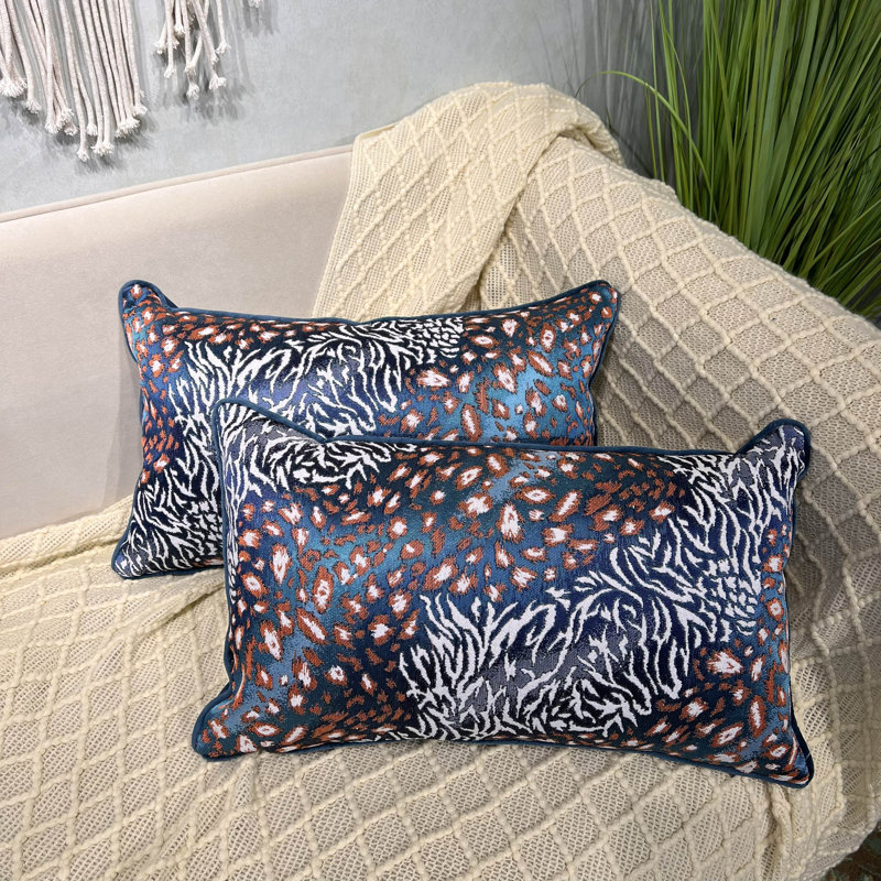 Animal Abstract Pillow Cover Set Of 2, Blue