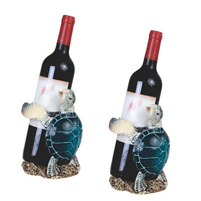 "2-PC Set" ICE ARMOR 8"H Sea Turtle Wine Rack Bottle Holder Dining Room Figurine Statue Sculpture Ornament Decoration Home/Room Decor and Unique Gift Ideas for Housewarming, Holidays and Birthdays Great Collectible Addition