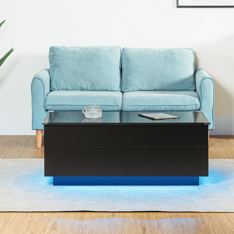 Awer Modern Lift Top  Coffee Table with 2 Drawers, Black