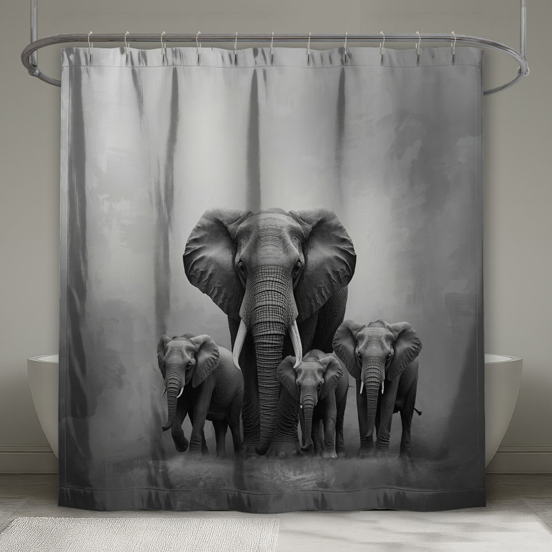 Rideaux de douche African Elephant Family, 70in W x 72in H