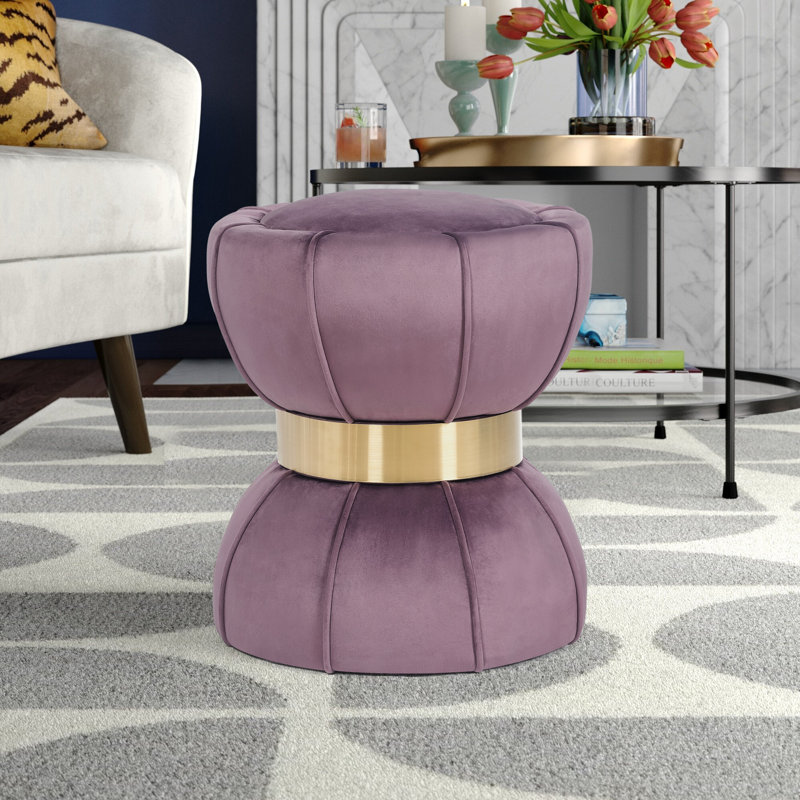Gwendalin 16.1" Wide Velvet Standard Ottoman, Purple