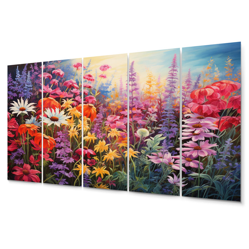 Wildflowers Garden of Colors on 5 pièces, impression sur métal, Unframed Metal