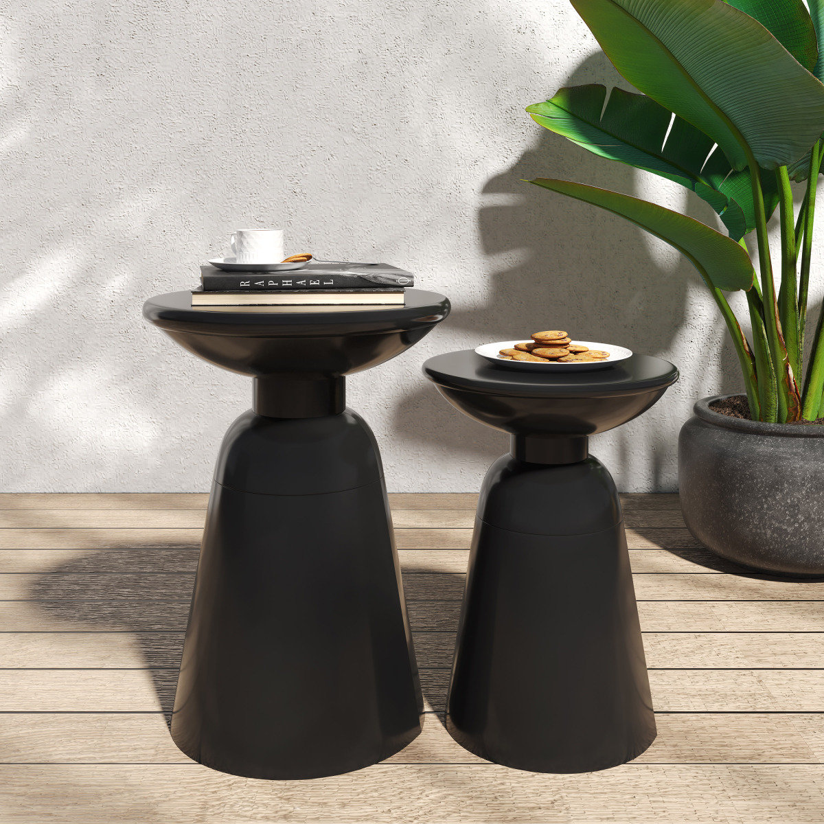 Atira 15'' Iron Outdoor Side Table, Black, 1
