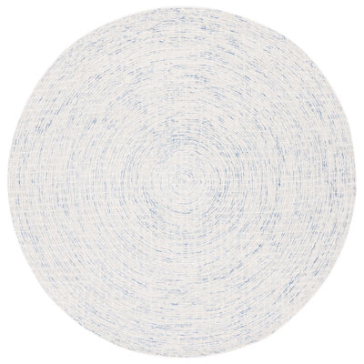 Abstract Hand Tufted Wool/Cotton Rug in Blue/Ivory