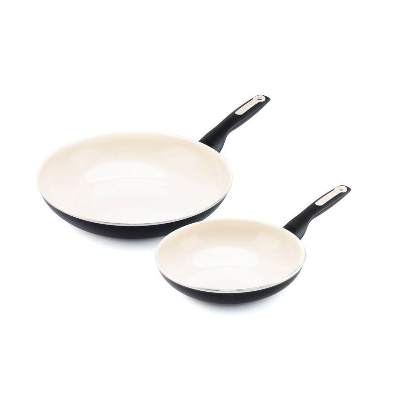 GreenPan Rio Healthy Ceramic Nonstick 8" and 10" Frying Pan Set, Black