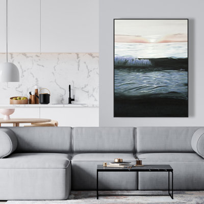 Desaturated Sunset - Coastal Framed Canvas for Bathroom Decor