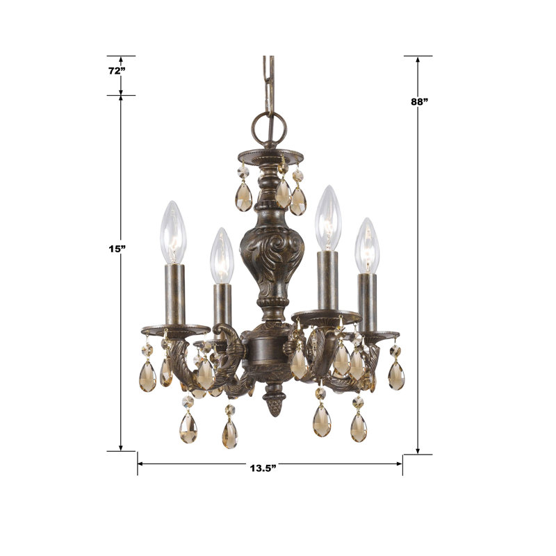 Abagail 4 - Light Classic / Traditional Chandelier, Golden Teak Majestic Wood Polish, Ventian Bronze