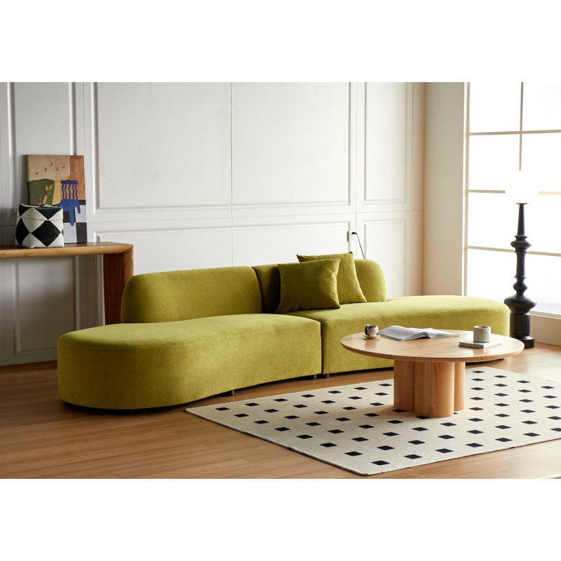 86'' L Shaped Couch With Armrest Organizer,3 Seats Sofas With Movable Ottoman,Comfy Sectional Sofa With Thick Cushion,Linen Sectional Couches For Living Room,Bedroom,Apartment,Beige
