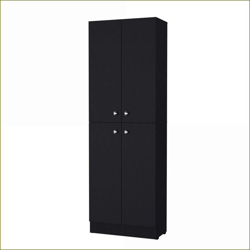 Garde-manger avec finition wengé et 4 portes 5 tablettes cachées, H 71,1 po x l 23,6 po x P 11,8 po | Bois | Tablettes incluses
