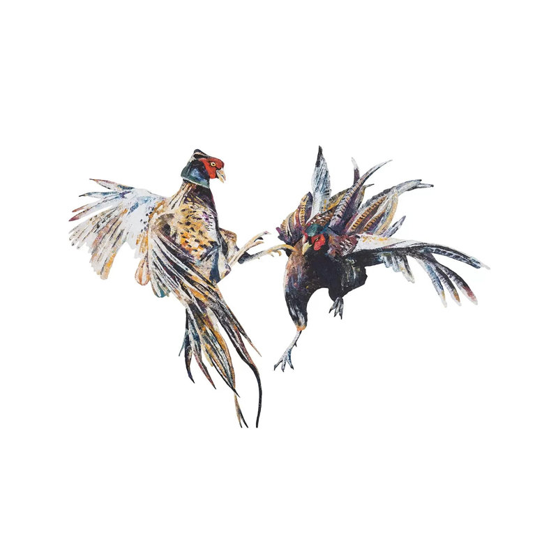 Fighting Pheasant Cocks 1 Piece Wrapped Canvas Wall Art, 20.32 cm H x 30.48 cm W