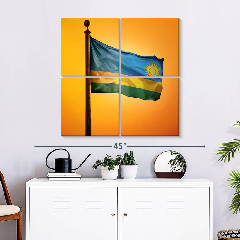 Borges Rwanda Flag Sunset, 32" H x 32" W
