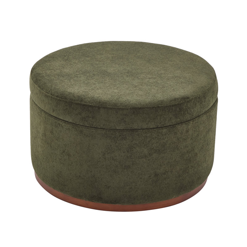 Repose-pieds rembourré avec rangement, Velours vert olive