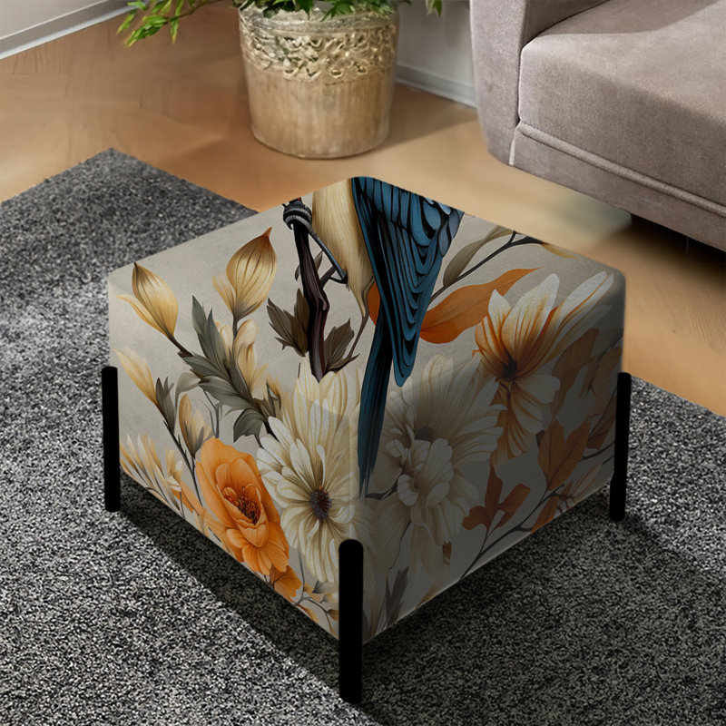 Boho Avians Vintage Floral - repose-pieds carré floral