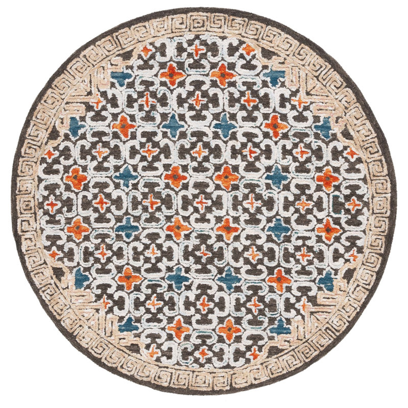 Vahakn Hand Tufted Wool, Viscose Abstract Rug, Round 6'