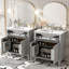Ensemble de meuble-lavabo moderne 60 po gris avec lavabos doubles (séparés), lavabos doubles en céramique, tablette réglable, portes à fermeture en douceur et tiroir rabattable - Solution de salle de bain moderne pour salles de bain spacieuses