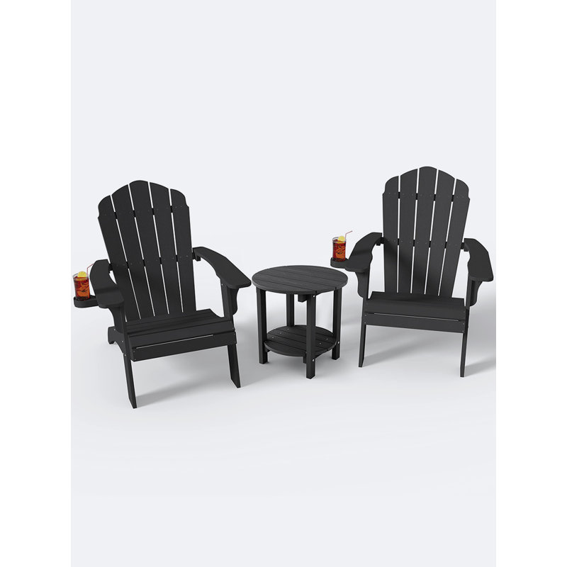 Oversized Adirondack 3 Piece Seating Group, Black