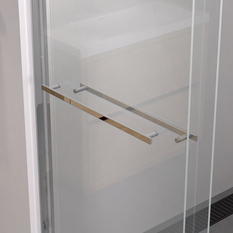 44-48"X76" Aluminum Frame Double Sliding Shower Door,Bypass Bathroom Sliding Door With Premium 1/4" (6Mm) Clear Tempered Glass, Hardware Sliding Glass Shower Enclosure