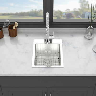Stainless Steel Drop-In Kitchen Sink - Topmount Sinks 16 Gauge Single Bowl