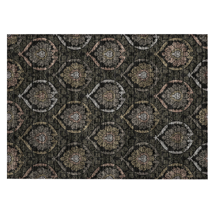 Senad Flatweave Washable Damask Indoor / Outdoor Rug