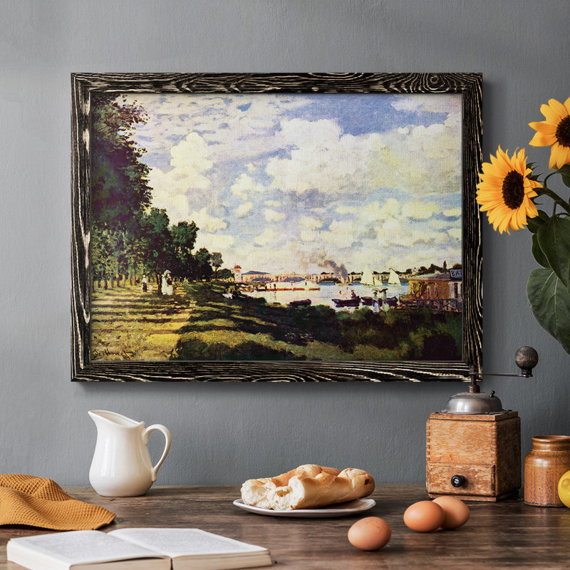«Sailing At Argenteuil», reproduction d'art encadrée sur toile par Claude Monet, Noir, H 14 po x l 20 po x P 1,5 po