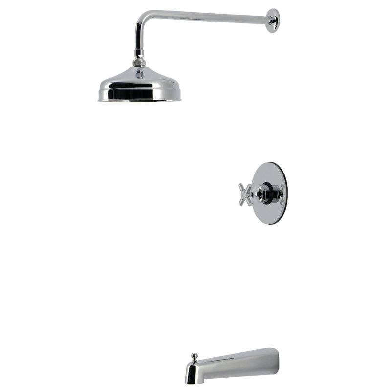 Robinet de baignoire et douche à pression équilibrée à poignée simple Kingston, Chrome poli