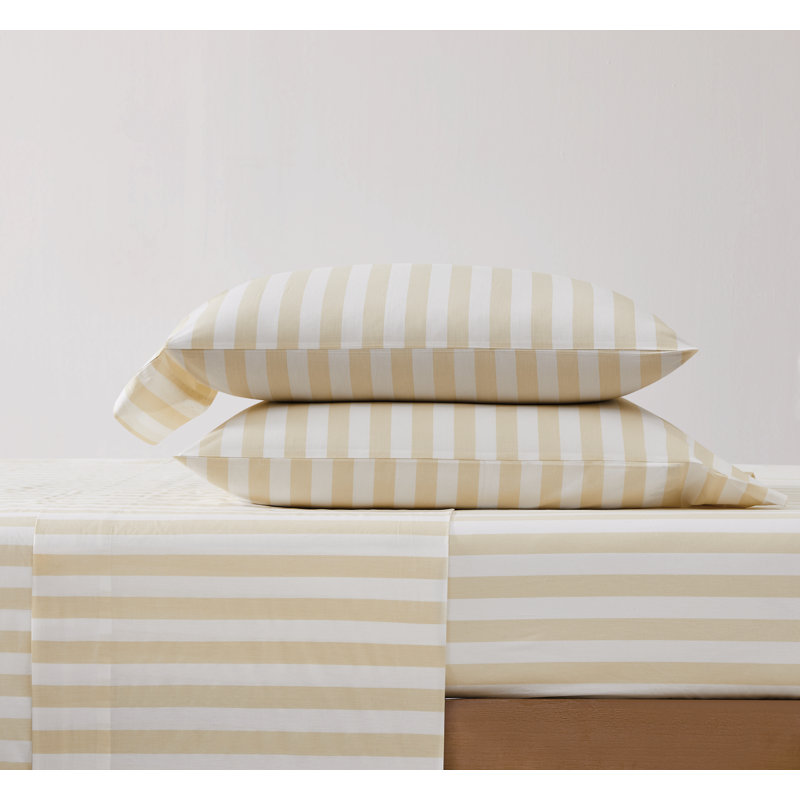 Ensemble de draps Brooklyn Loom Levi, Blanc/Ivoire, Grand lit