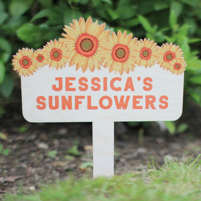Jhasmin Personalised Sunflowers Plant Marker, Yes